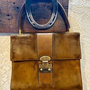 Vintage 1970s Gucci Brown Suede Leather Tote Bag